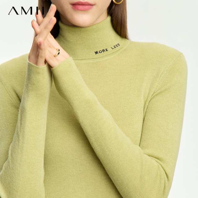 AMII high -necked bottom knit sweater female autumn costume 2024 new cover wool sweater autumn and winter sweater top
