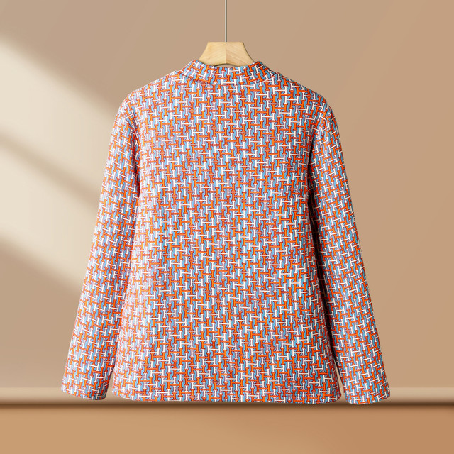 New autumn and winter clothing, stand-up collar, pullover cotton-padded jacket, elastic German velvet, soft, skin-friendly, warm, thickened liner, printed cotton-padded jacket for women