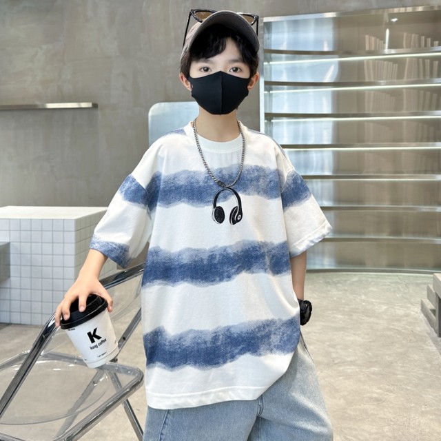 Boys summer thin short-sleeved T-shirt 2025 new children's summer wear street frying half-sleeved pure cotton T-shirt handsome boy t-shirt