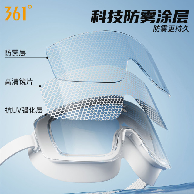 361 swimming goggles high-definition large frame waterproof anti-fog myopia degree gradient swimming goggles men's and women's professional swimming cap set