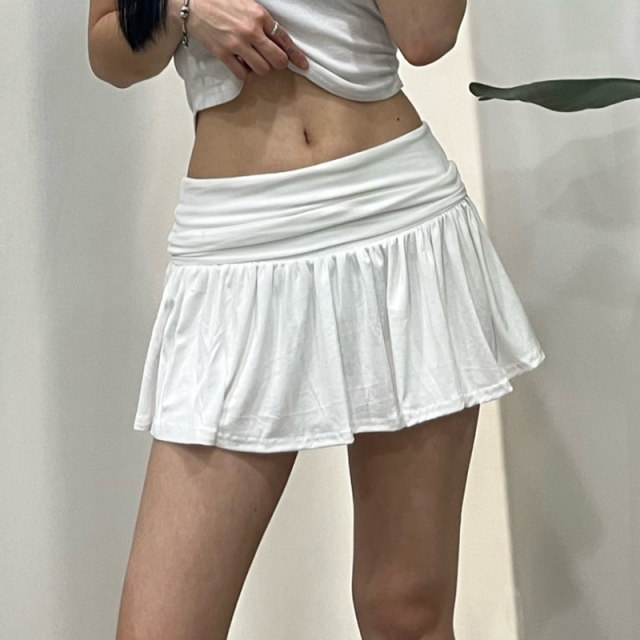 Summer high -waisted slimmer horn -shaped half -body mini skirt female simple wild tight A -line pleated pants skirt