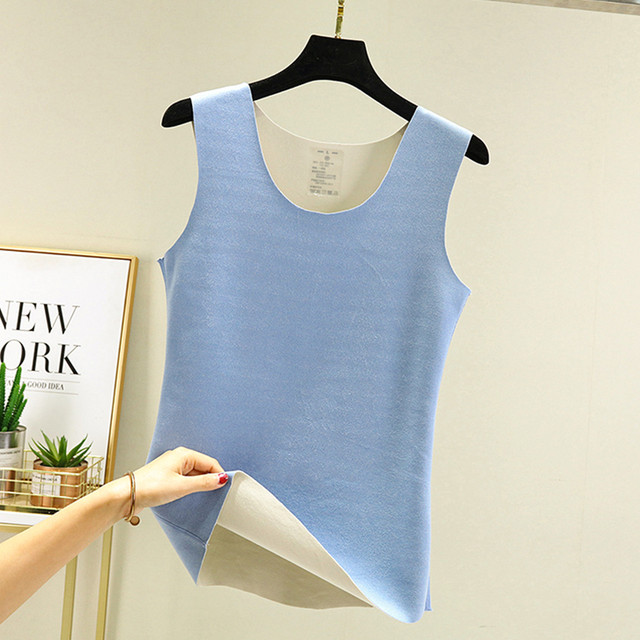 Seamless thermal vest for women German velvet hot autumn and winter slim round neck with velvet thickened cold-proof suspender bottoming shirt