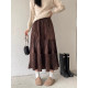 Gold velvet skirt for women with large size fat mm autumn and winter high waist slim A-line skirt with hips and cake skirt mid-length skirt