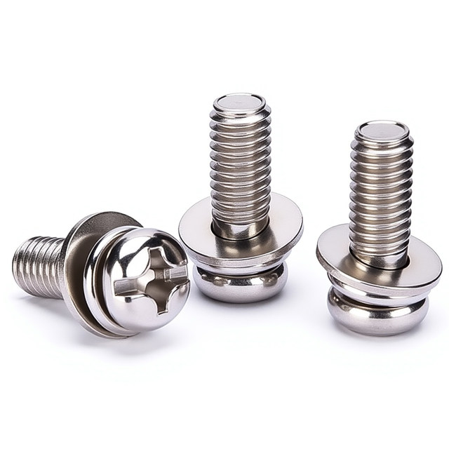 Nickel plated eleven three-combination screw cross small disk head machine wire machine screw round head screw sleeve M3M4M5M6