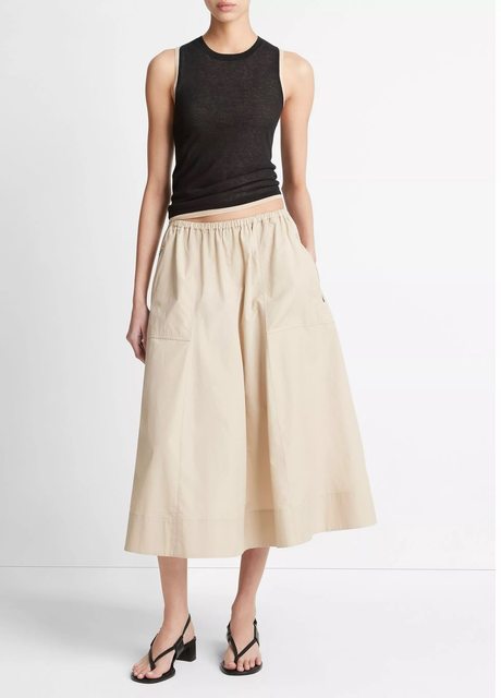Foreign trade original Hepburn style side zipper pocket imported Ma cotton temperament elastic waist umbrella skirt skirt