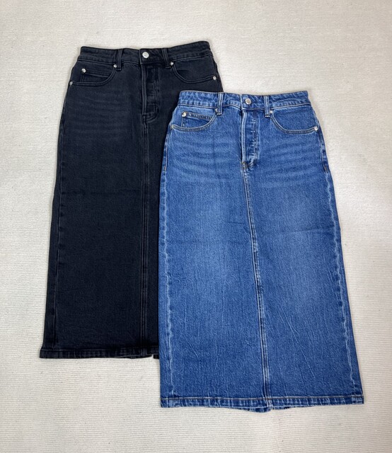 Foreign trade summer new button slit straight tube high-end washing-temperature denim skirt