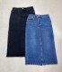 Foreign trade summer new button slit straight tube high-end washing-temperature denim skirt
