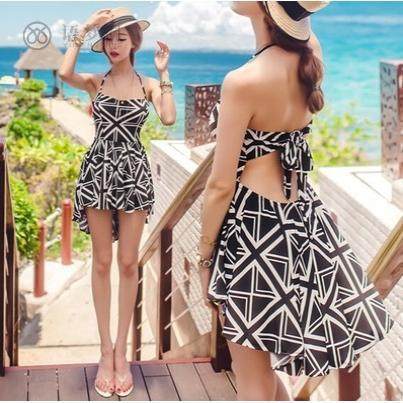 Couple Men's Beach Pants Union Jack Underwire One-piece Skirt Swimsuit Split Conservative Large Size Hot Spring Swimsuit Women