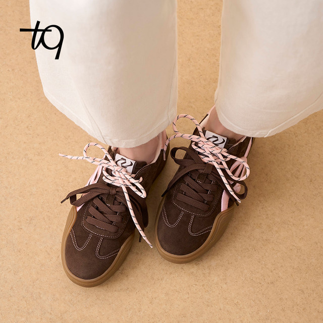 The same style of celebrity Talitaqoom caramel shoes 2025 autumn new thick-soled reverse velvet training shoes tq women's shoe shoes