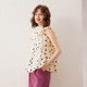 White Deer Speech Polka Dot Print Small Flying Sleeve Shirt Summer New Fashion Temperature Wrinkled Stand Collar Pullover Shirt Women