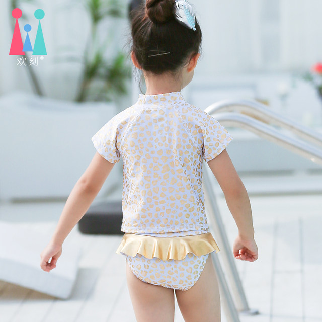 Children's swimsuit, sun protection split skirt, leopard print, 2-3-9 years old, 5-year-old bikini, Korean style baby girl swimsuit