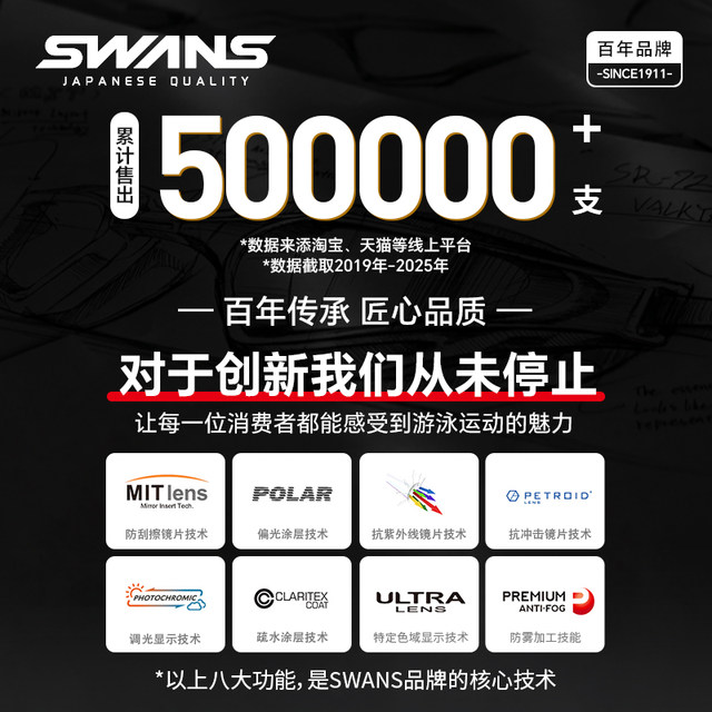 swans swimming goggles women's high definition waterproof anti-fog myopia with degree men's swimming cap suit professional swimming glasses
