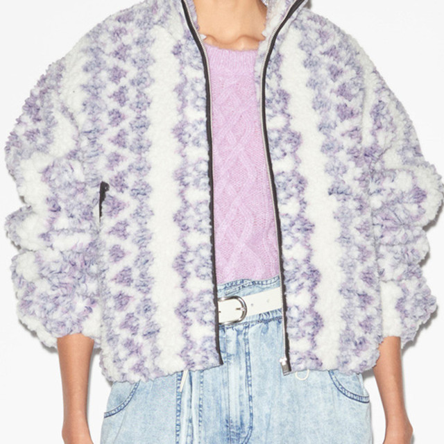 MARANT ETOILE MACKENSY retro printed zipper fleece thickened cotton jacket for women
