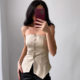 European and American style women's PU leather strap sexy backless one-length tight-fitting ladies' small breast wrap vest
