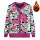 Spring and Autumn middle-aged and elderly grandma wear round neck velvet thickened sweater women's bottoming sweater sweater cardigan floral jacket