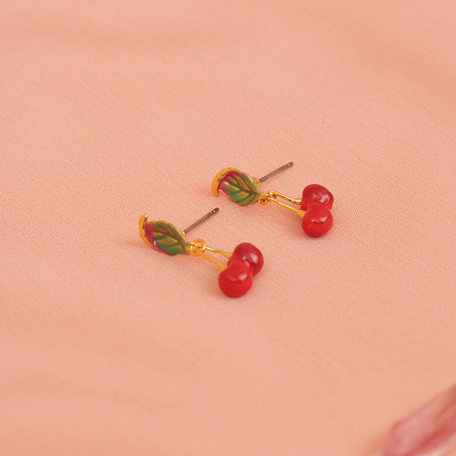 Les Nereides Little Polyrum Cherry Earrot Earrings Earrings Sweet Girl Cute Fruit
