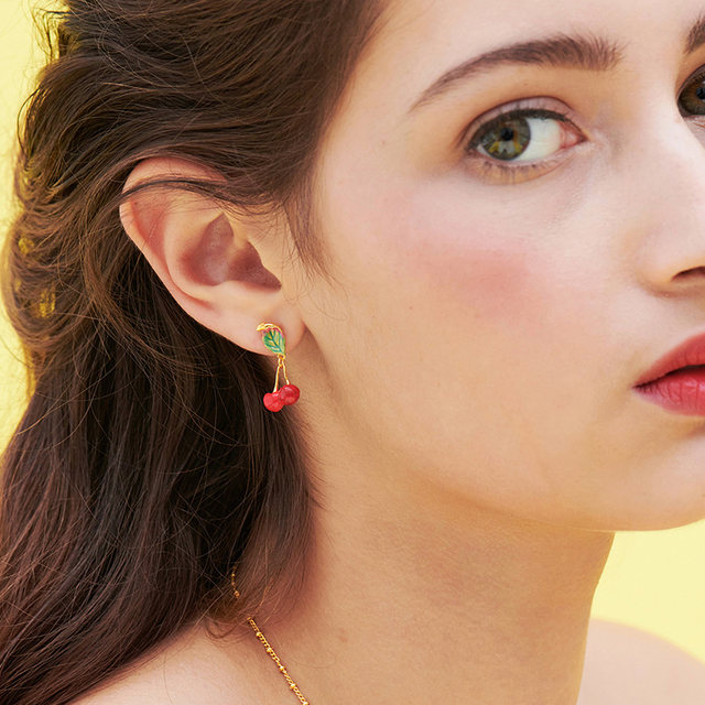 Les Nereides Little Polyrum Cherry Earrot Earrings Earrings Sweet Girl Cute Fruit
