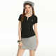 Cyni basic versatile embroidery logo Henry leads T -shirt short -sleeved top female fashion slimming slimming niche design
