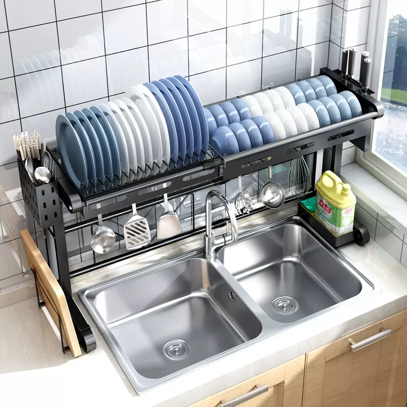 不锈钢伸缩放碗架厨房水槽置物架上方洗菜盆碗碟沥水