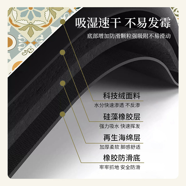 Kitchen drain mat, diatom mud absorbent mat, non-slip, oil-absorbing, wipeable dishwashing mat, countertop mat, household