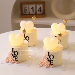 2024 Valentine's Day Light Love Light Cake Ornaments Display Acrylic Love214 Couple Confession Card