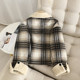 Mystery + lamb fur lapel coat for women 2024 winter Korean version retro plaid loose small short wool coat
