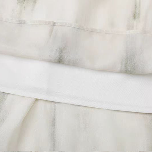 Shadow system! French square collar puff sleeves fresh dress for women 2025 summer new smudge gradient waist-hugging skirt