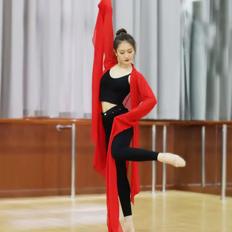 水袖舞蹈服女成人儿童甩袖古典舞练功服民族身韵纱
