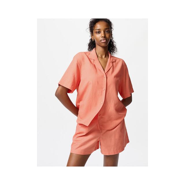Can be returned within 1 hour Korean direct mail uniqlo shirt linen short sleeve authentic fashion versatile comfortable simple
