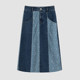 Boiling Spring and Autumn New Products Shopping Mall same style gradually dyed knitted jacquard dark and shallow denim splicing skirt
