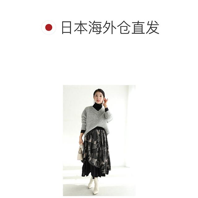 Japan Direct Mail compatible with S3L unique midskirt with flared overlapping pattern trendy and high-end
