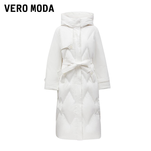 Vero Moda Outlet down jacket for women in winter new white duck down 90% long straight hooded versatile and fashionable