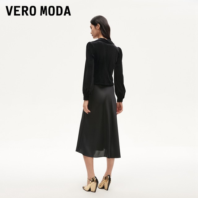 Vero Moda Outlet shirt for women in autumn and winter new velvet lapel puff sleeves slim tops are popular