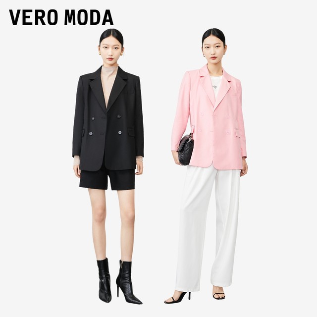 Vero Moda Outlet Suit Autumn and Winter Simple Double Breast Loose Jacket Casual Top Women's Versatile Fashion