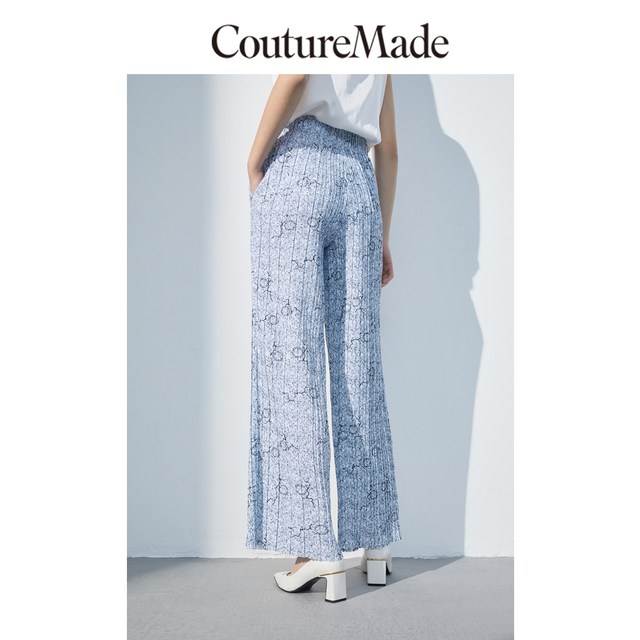 CoutureMade casual pants summer clearance women's printed pleated loose suit trousers for veromoda