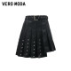 Vero Moda Outlet Skirt New Fashionable High Street PU pleated A-line high-waisted temperament short skirt is popular