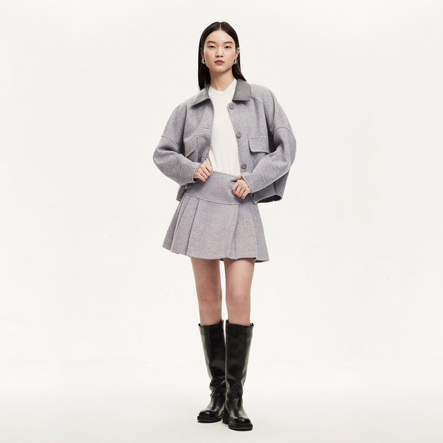 Vero Moda Outlet Skirt New Summer Style Wool Check Pleated Skirt Academy Style Short Skirts