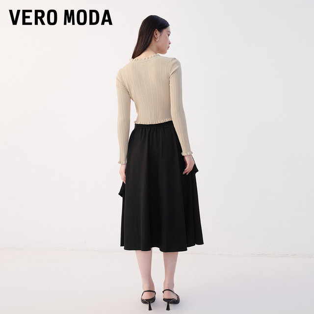 Vero Moda Outlet Skirt New Summer Ruffle Design A-line Skirt Midi Skirt Temperament Women's Versatile