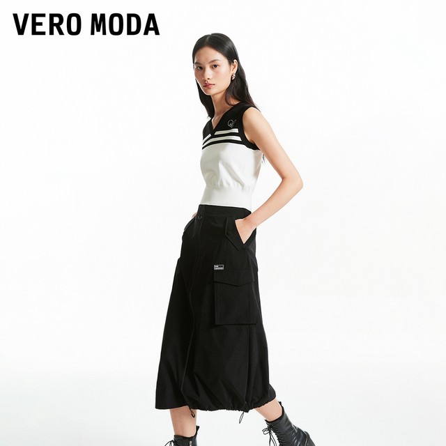 Vero Moda Outlet Skirt in autumn and winter new elastic waist A-line functional drawstring personalized street leisure
