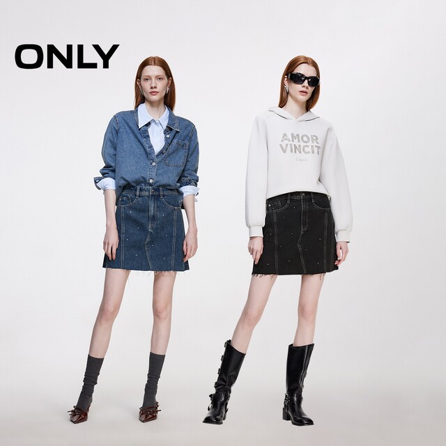 ONLY Summer Fashion Pocket Breasted A-line Short Skirt Denim Skirt Women