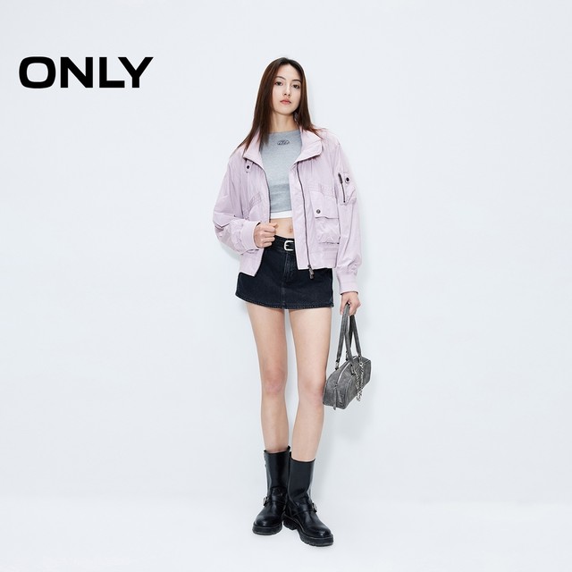 ONLY Outlet Spring Trendy Cool Large Pocket High Neck Loose Solid Color Trench Coat Women
