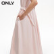 ONLY Summer Temperament Versatile Round Neck Mid-Length Solid Color A-line Dress for Women