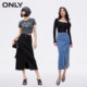 ONLY Summer Fashionable and versatile Slit High-waisted Mid-Long Dress Denim Skirt Women

