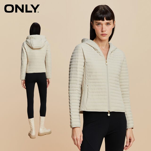 ONLY Ole winter 90 white goose down hooded warm slim short down jacket for women