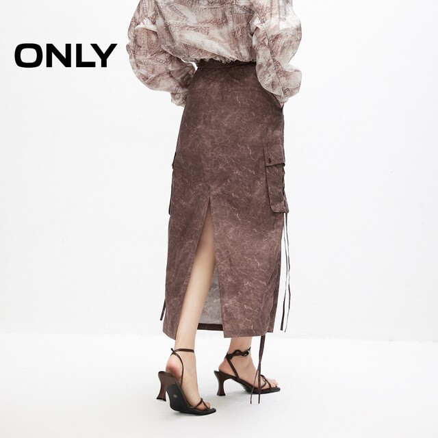 ONLY Outlet summer trendy design sense old work pocket long skirt for women
