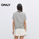 ONLY2025 summer new style chest letter LOGO design front shoulder double-layer round neck striped short-sleeved T-shirt for women