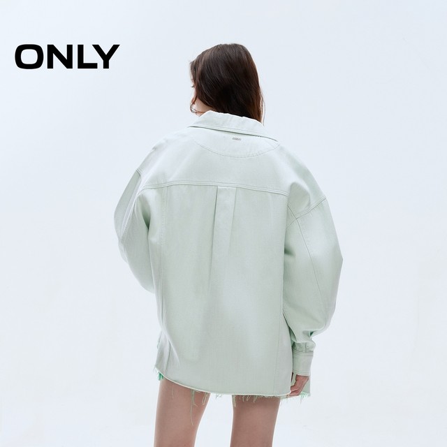 ONLY Outlet 2025 summer new versatile lapel loose long sleeve furrowed denim jacket for women