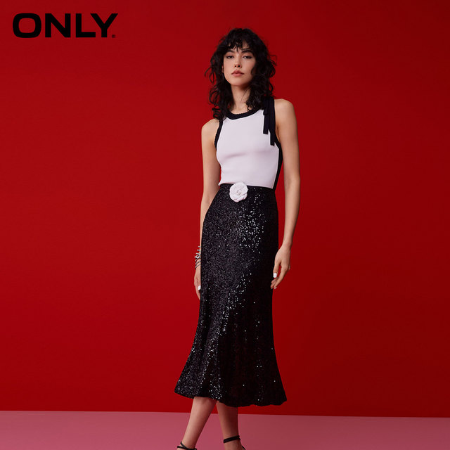 ONLY Summer Fashion Simple Heavy Industry High Waist Medium-Length Fishtail Skirt Women