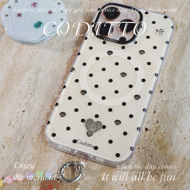 coditto polka dot shell dance classic magnetic suction apple 16pro mobile phone case iPhone 17 promax15pro protective case simple creative 15promax14pro couple 1615