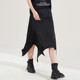 XG Xue Ge Full Print Irregular Skirt 2024 Autumn New Creative Lace Spliced ​​Black Long Skirt for Women